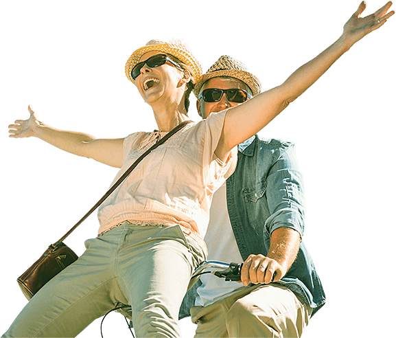 Senior Couple Riding a Bicycle